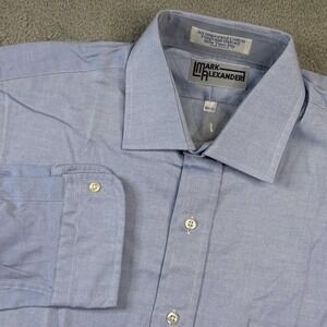 NWOT Mark Alexander Mens Blue Pinpoint Oxford‎ Dress Shirt 15.5 35 Made in USA